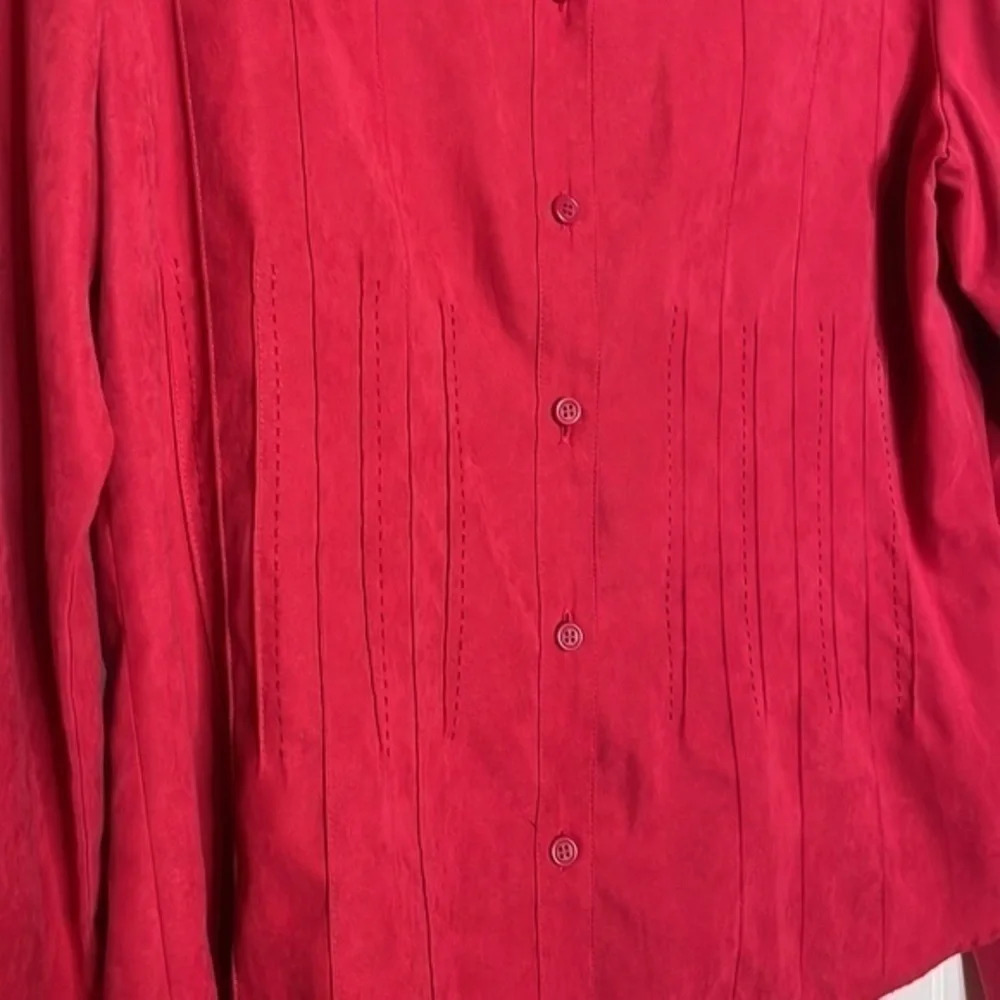 Talbots Red Button Down Blouse Size Medium (M) - image 4